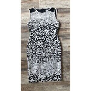 Carmen Marc Valco Black White Dress Small Sleeveless Midi Length Cotton Blend